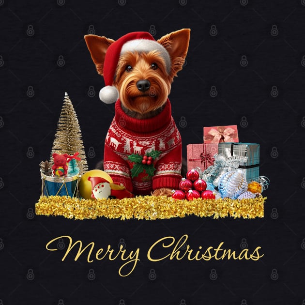 Merry Christmas Australian Terrier by The Artful Barker